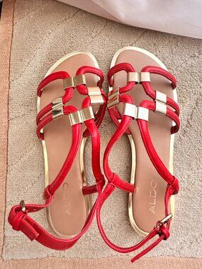 Aldo Red And gold Sandals - Size 8 1/2